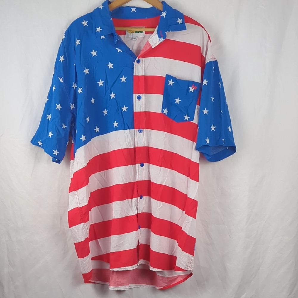 TIPSY ELVES Men's XXL American Flag Button Down Shirt - Picture 3 of 6